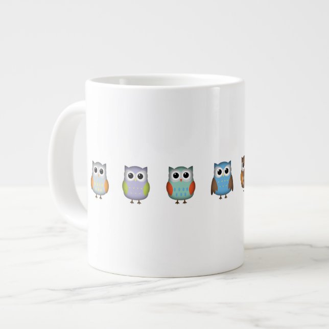 Söta och färgglada ugglor jumbo mugg (Framsida vänster)