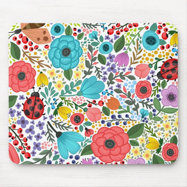 Söta och färgrika blom- Ditsy | Mousepad Musmatta (Framsidan)