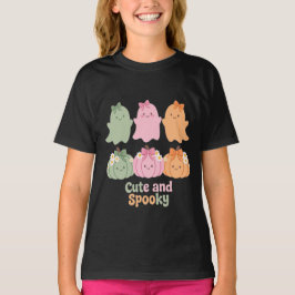Söta och läskiga spöken pumpor slingor tusenskönor t shirt