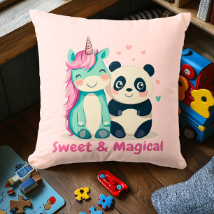 Söta och magiska enhörn och panda Bards Room Dec Kudde