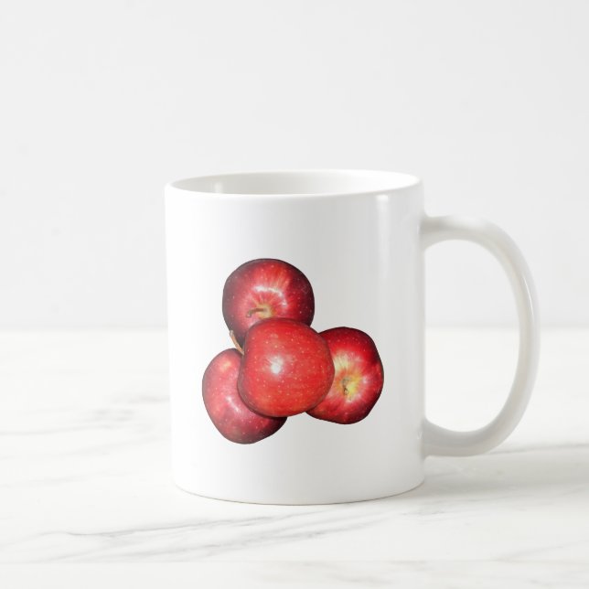 Söta och rispade röda äpplen - utskrift av ekologi kaffemugg (Höger)