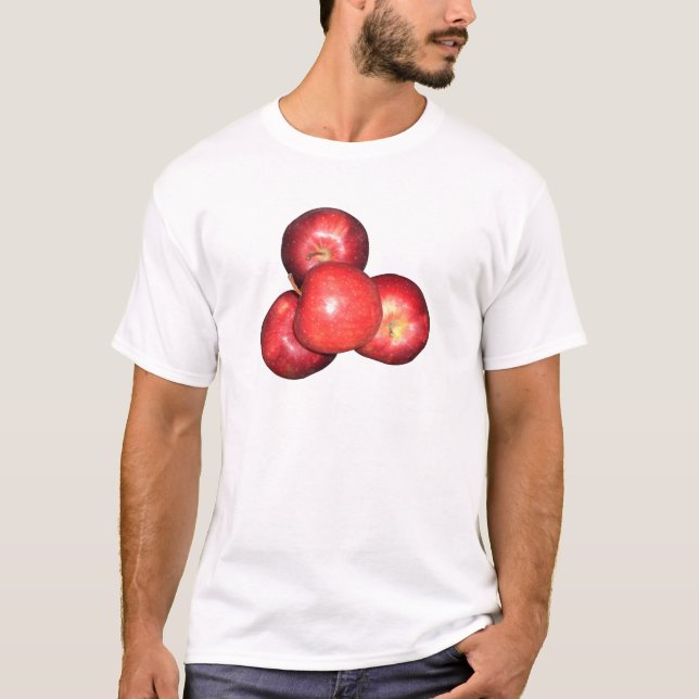 Söta och rispade röda äpplen - utskrift av ekologi t shirt (Framsida)