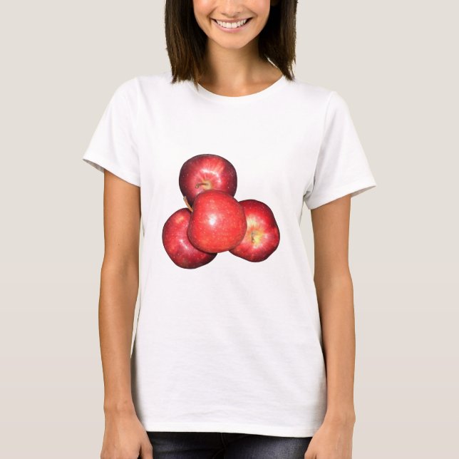 Söta och rispade röda äpplen - utskrift av ekologi t-shirt (Framsida)