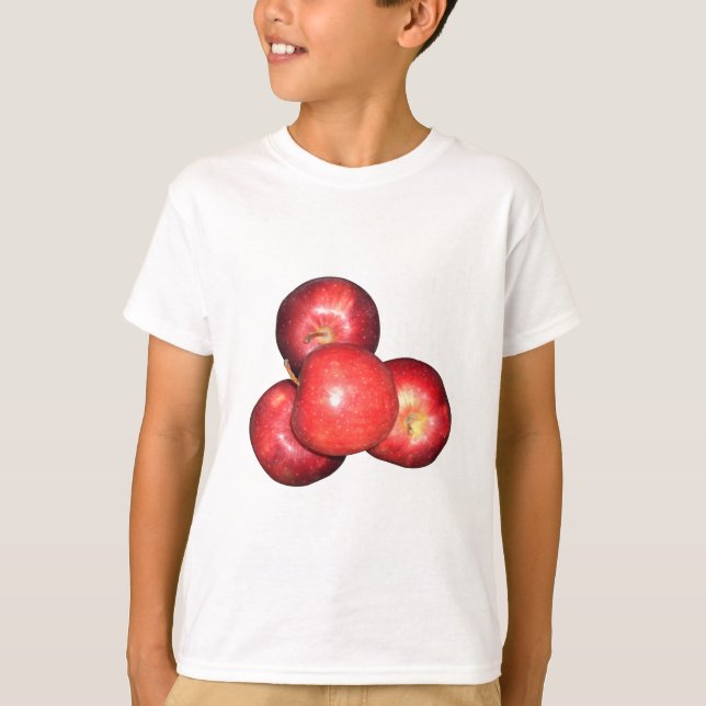 Söta och rispade röda äpplen - utskrift av ekologi tee shirt (Framsida)
