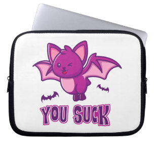 Söta och roliga halloween-vampyrfladdermöss suger laptop fodral