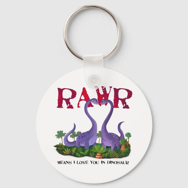 Söta och romantiska dinosaurier - Rawr Nyckelring (Framsida)
