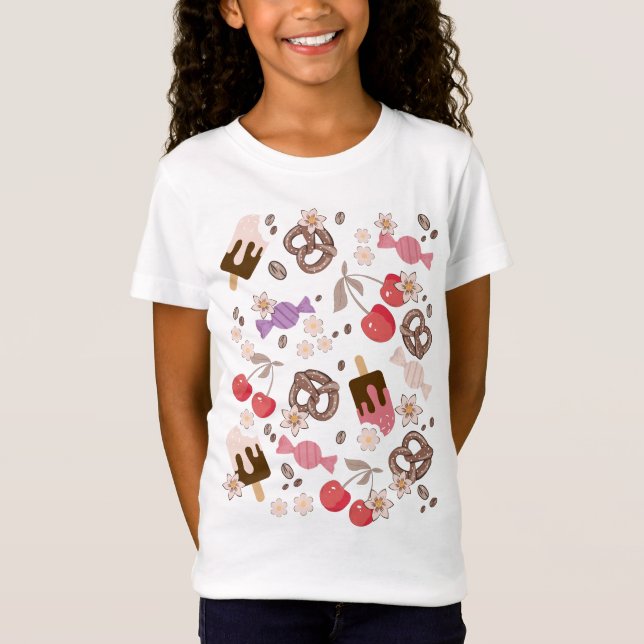 Söta och Salty Treats Mönster Girls T Shirt (Framsida)