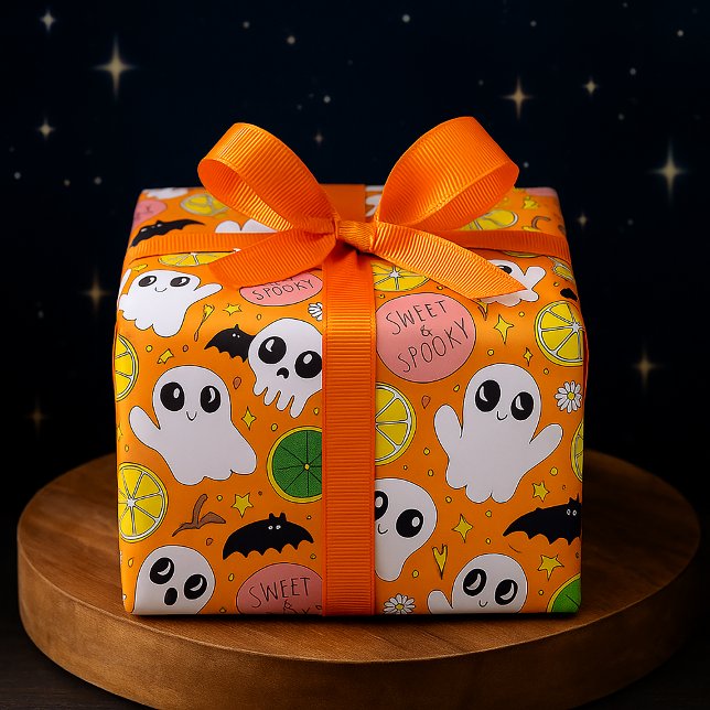 Söta och skrämmande Halloween-ghostar, kranier och Presentpapper (Skapare uppladdad)