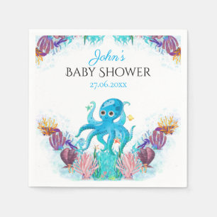 Söta Octopus Seashells Baby Shower Napkins Pappersservett