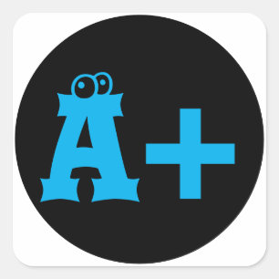 Söta ögonbullar A+ TEACHER belöning Square Sticker Fyrkantigt Klistermärke