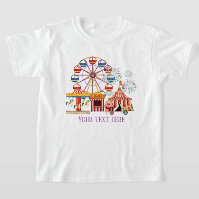 Söta, oisex-barn lägger till textcirkus t shirt (Laydown)