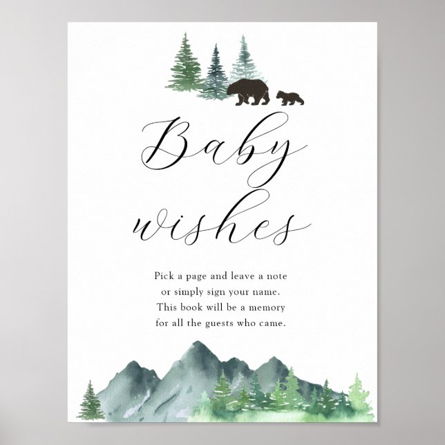 Söta önskningar för bebis - Gästbok för baby showe Poster (Framsidan)