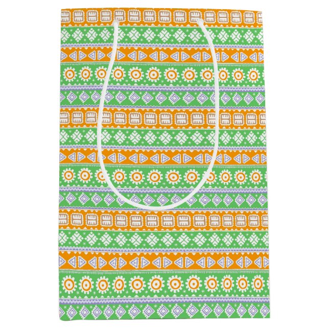 Söta orange gröna etniska mönster design (Framsidan)