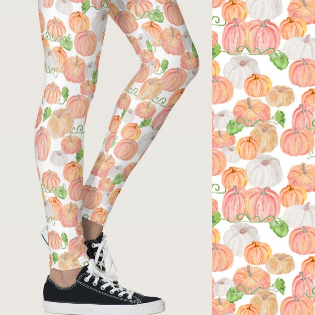 Söta orange pumpor höst säsongs mönster leggings (Skapare uppladdad)