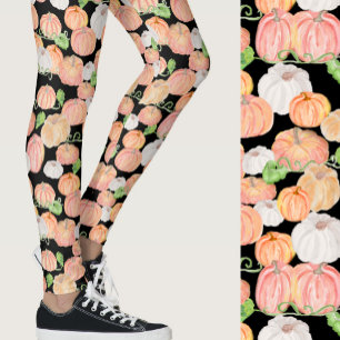 Söta orange pumpor höst säsongs mönster leggings