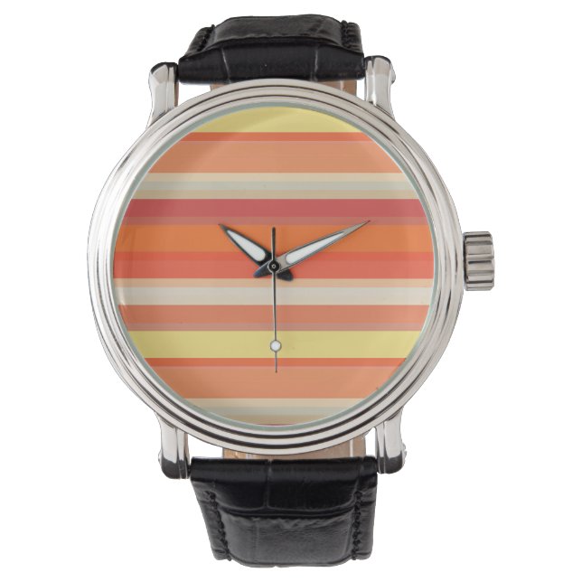Söta orange röda ränder  armbandsur (Framsida)