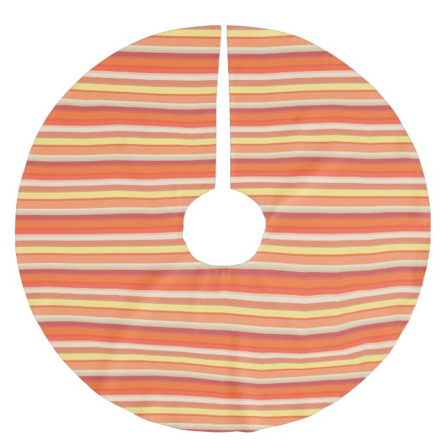 Söta orange röda ränder  julgransmatta borstad polyester (Framsidan)