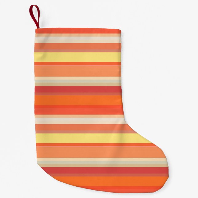 Söta orange röda ränder  liten julstrumpa (Framsidan)