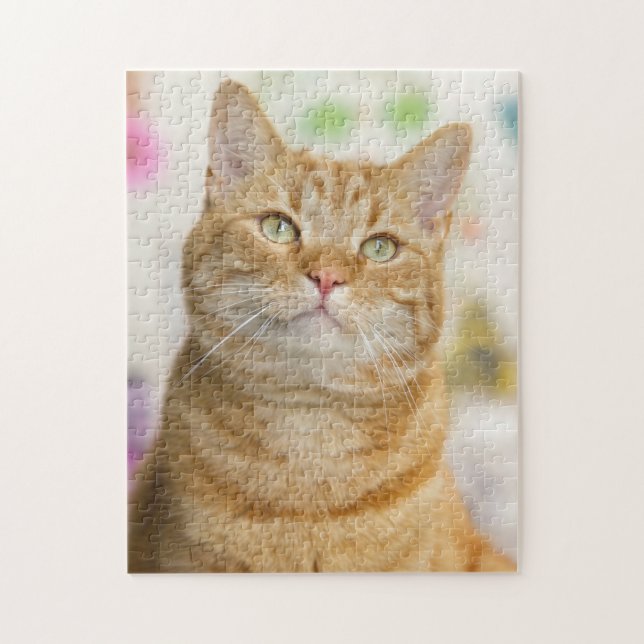 Söta Orangen Tabby katt Pussel (Vertikal)