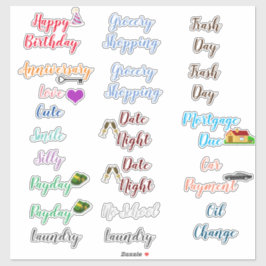 Söta ord för planerare / kalender dekal