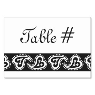 Söta Paisley Hearts in Black Bord Card Bordsnummer