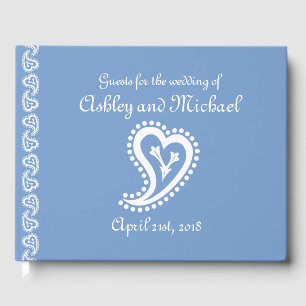Söta Paisley Hearts in Periwinkle Guest Bok
