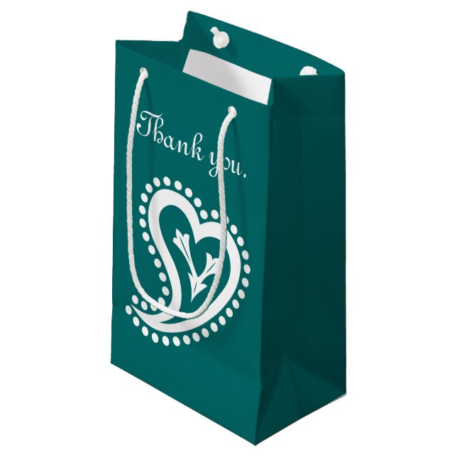 Söta Paisley-hjärta i teal färg presentförpackning (Framsidan Vinklad)