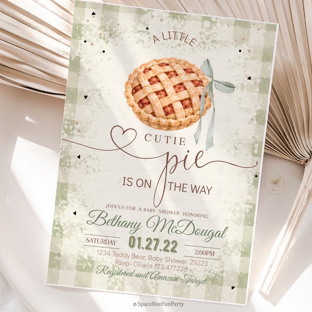 Söta Paj Baby Shower Höst Thanksgiving  Inbjudningar (cutie pie baby, baby shower invite, fall baby shower, autumn baby shower, thanksgiving baby, pumpkin)