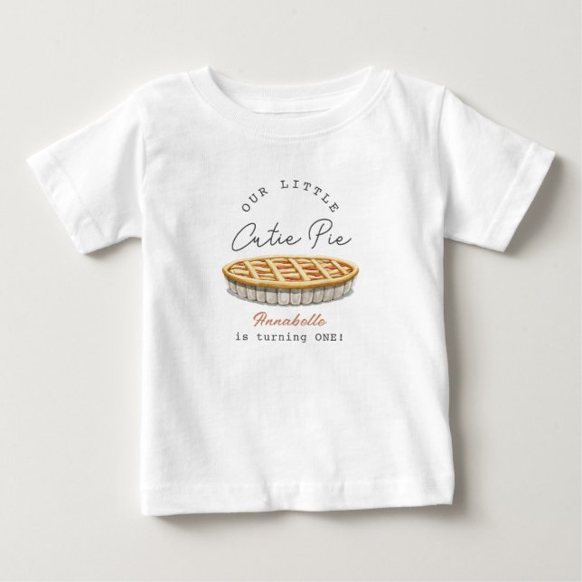 Söta Paj-Babys Flickas 1-årsdag T Shirt (Framsida)