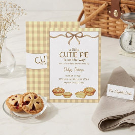 Söta Paj-Babyshower Neutral Rutig Band Inbjudningar