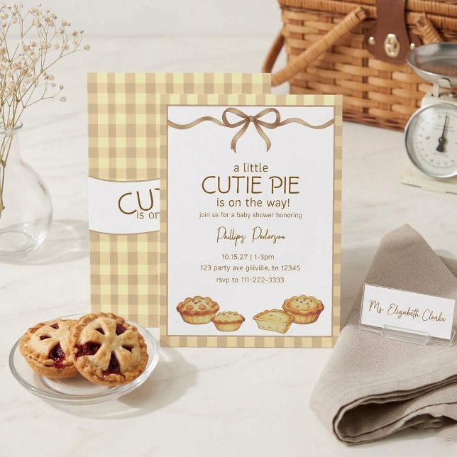 Söta Paj-Babyshower  Neutral Rutig Band Inbjudningar (Skapare uppladdad)
