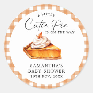 Söta Paj Pumpkin Höst Rutig Baby Shower Runt Klistermärke