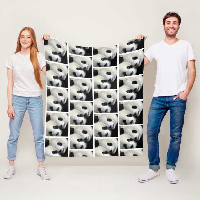 Söta Panda-ansikten Mönster Fleecefilt (På plats)