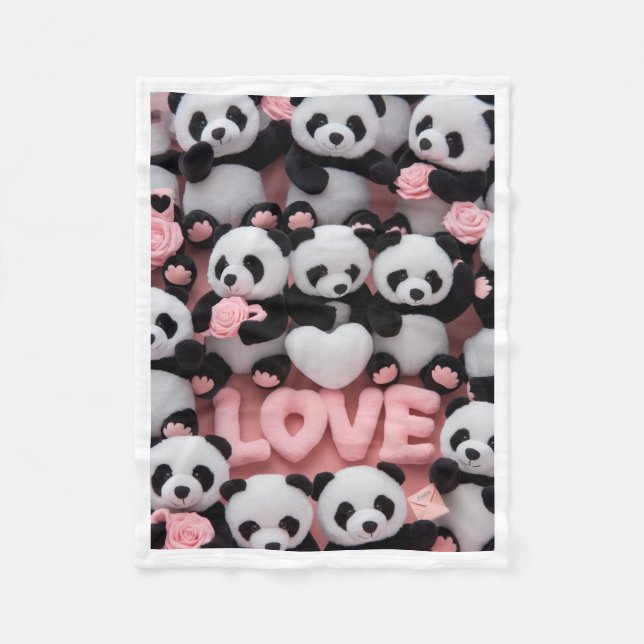 Söta Panda Björnar och KÄRLEK Brev Fläskfilt Fleecefilt (Framsidan)