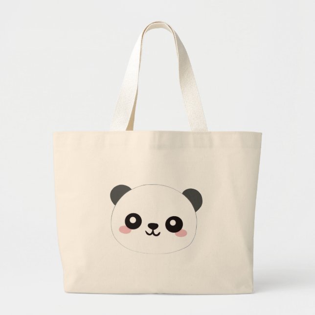 söta panda-handväskor jumbo tygkasse (Framsidan)