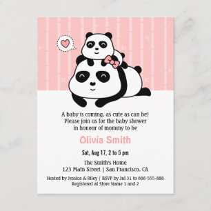 Söta Panda Unge och Mamma Baby Shower Inbjudningar