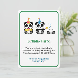 Söta Pandas Födelsedagsfest Inbjudningar