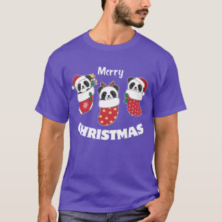 Söta Pandas i julstrumpor för jul f T Shirt