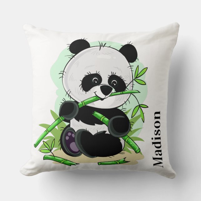 Söta Pandas kuddcover med eget namn Kudde (Framsida)