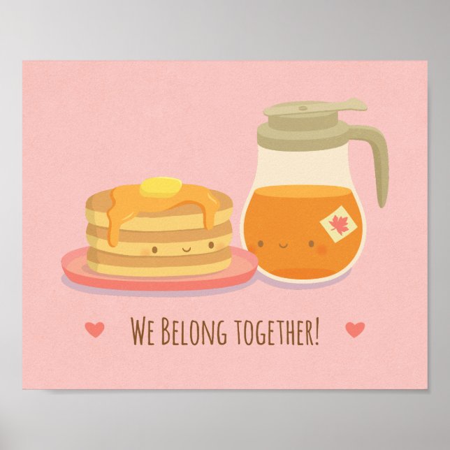 Söta pannkakor och lönnsirap köksväggdekor poster (Framsidan)