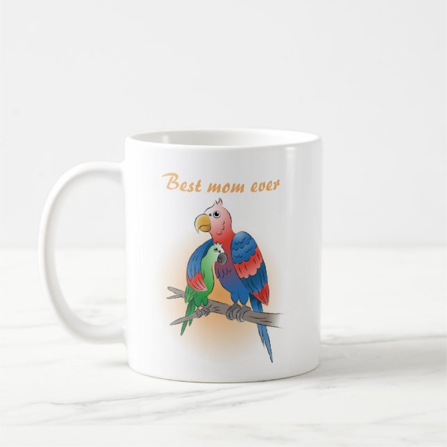 Söta papegojor Glad mors dag Kaffemugg (Vänster)
