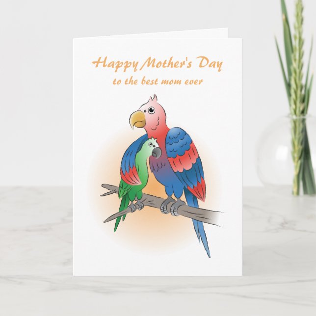 Söta papegojor Glad mors dag Kort (Framsida)