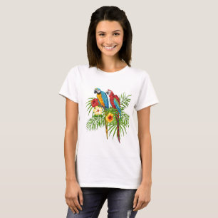 Söta papegojor på gren t shirt