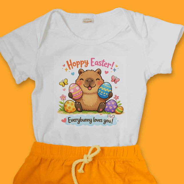 Söta påsk Capybara Ägg Kanin T Shirt (Skapare uppladdad)