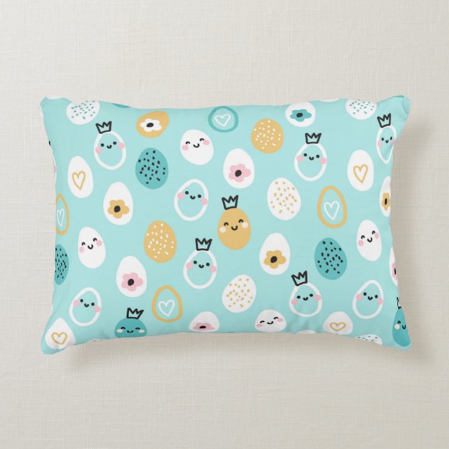 Söta påskägg Mönster Kawaii Pastellägg Prydnadskudde (Framsidan)