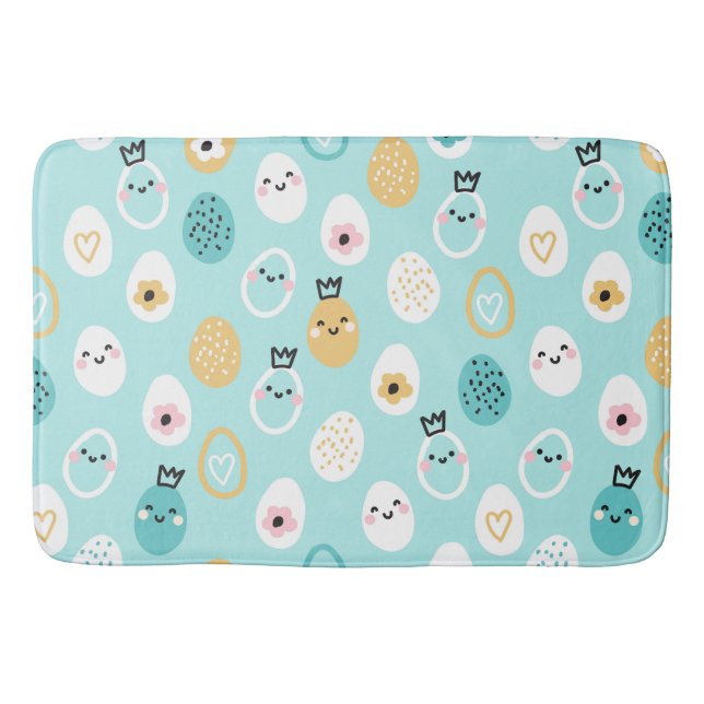 Söta påskäggsmönster Kawaii Pastellfärgade Ägg Badrumsmatta (Framsidan)
