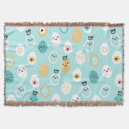 Söta påskäggsmönster Kawaii Pastellfärgade Ägg Filt