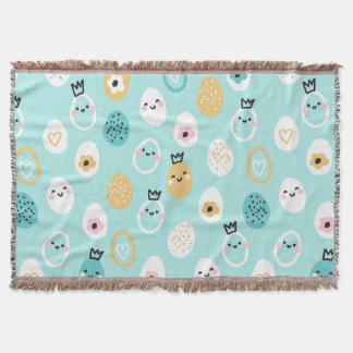 Söta påskäggsmönster Kawaii Pastellfärgade Ägg Filt