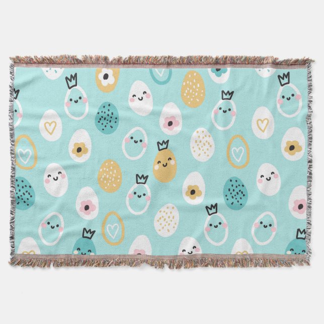 Söta påskäggsmönster Kawaii Pastellfärgade Ägg Filt (Framsidan)