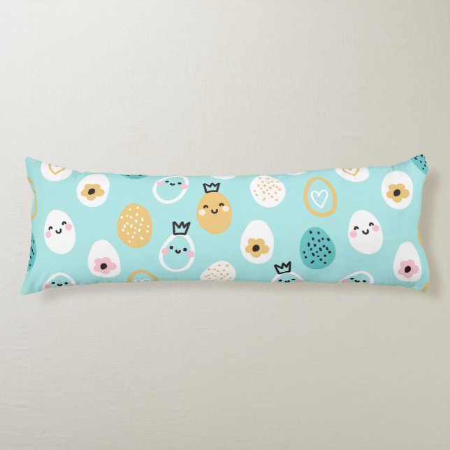 Söta påskäggsmönster Kawaii Pastellfärgade Ägg Kroppskudde (Framsidan)